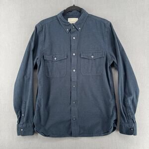 Everlane Brushed Flannel Long Sleeve Shirt Mens M Heather Navy Blue Button Down